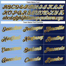 Load image into Gallery viewer, Custom Stitched Navy Light Blue-Gold Gradient Fashion Sports Pullover Sweatshirt Hoodie