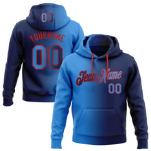 Load image into Gallery viewer, Custom Stitched Navy Powder Blue-Red Gradient Fashion Sports Pullover Sweatshirt Hoodie
