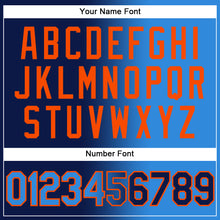 Load image into Gallery viewer, Custom Stitched Navy Powder Blue-Orange Gradient Fashion Sports Pullover Sweatshirt Hoodie