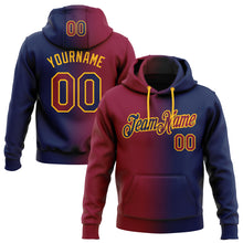 Load image into Gallery viewer, Custom Stitched Navy Maroon-Gold Gradient Fashion Sports Pullover Sweatshirt Hoodie
