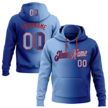 Load image into Gallery viewer, Custom Stitched Royal Light Blue-Red Gradient Fashion Sports Pullover Sweatshirt Hoodie