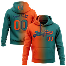 Load image into Gallery viewer, Custom Stitched Teal Orange-Navy Gradient Fashion Sports Pullover Sweatshirt Hoodie