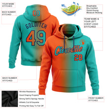 Load image into Gallery viewer, Custom Stitched Aqua Orange-Navy Gradient Fashion Sports Pullover Sweatshirt Hoodie
