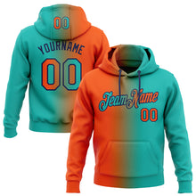 Load image into Gallery viewer, Custom Stitched Aqua Orange-Navy Gradient Fashion Sports Pullover Sweatshirt Hoodie