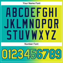 Load image into Gallery viewer, Custom Stitched Aqua Neon Yellow-Navy Gradient Fashion Sports Pullover Sweatshirt Hoodie