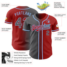 Load image into Gallery viewer, Custom Red Steel Gray-Light Blue Authentic Gradient Fashion Baseball Jersey