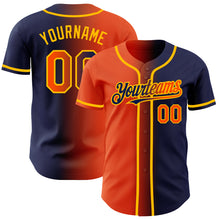 Load image into Gallery viewer, Custom Navy Orange-Gold Authentic Gradient Fashion Baseball Jersey