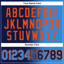 Load image into Gallery viewer, Custom Navy Electric Blue-Orange Authentic Gradient Fashion Baseball Jersey