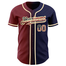 Load image into Gallery viewer, Custom Navy Vintage USA Flag Maroon-City Cream Authentic Gradient Fashion Baseball Jersey