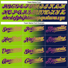 Load image into Gallery viewer, Custom Navy Neon Green-Pink Authentic Gradient Fashion Baseball Jersey