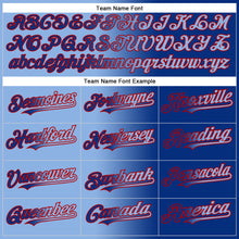 Load image into Gallery viewer, Custom Royal Light Blue-Red Authentic Gradient Fashion Baseball Jersey