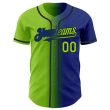 Load image into Gallery viewer, Custom Royal Neon Green-Black Authentic Gradient Fashion Baseball Jersey
