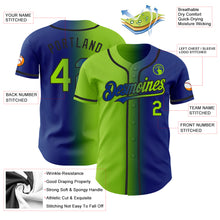 Load image into Gallery viewer, Custom Royal Neon Green-Black Authentic Gradient Fashion Baseball Jersey