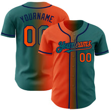 Load image into Gallery viewer, Custom Teal Orange-Navy Authentic Gradient Fashion Baseball Jersey
