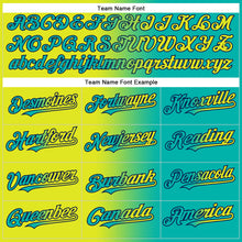 Load image into Gallery viewer, Custom Aqua Neon Yellow-Navy Authentic Gradient Fashion Baseball Jersey