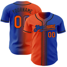 Load image into Gallery viewer, Custom Thunder Blue Orange-Black Authentic Gradient Fashion Baseball Jersey