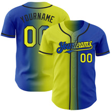 Load image into Gallery viewer, Custom Thunder Blue Neon Yellow-Black Authentic Gradient Fashion Baseball Jersey