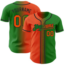Load image into Gallery viewer, Custom Grass Green Orange-Black Authentic Gradient Fashion Baseball Jersey
