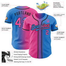 Load image into Gallery viewer, Custom Electric Blue Pink-Black Authentic Gradient Fashion Baseball Jersey