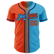 Load image into Gallery viewer, Custom Sky Blue Orange-Navy Authentic Gradient Fashion Baseball Jersey