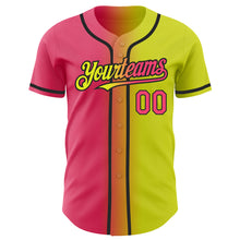 Load image into Gallery viewer, Custom Neon Yellow Neon Pink-Black Authentic Gradient Fashion Baseball Jersey