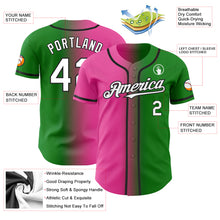 Load image into Gallery viewer, Custom Grass Green White Pink-Black Authentic Gradient Fashion Baseball Jersey