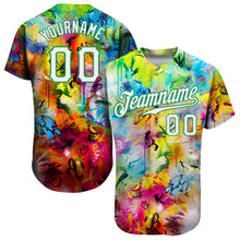 Load image into Gallery viewer, Custom Scratch Graffiti Pattern White-Kelly Green 3D Authentic Baseball Jersey