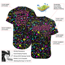 Load image into Gallery viewer, Custom Graffiti Pattern Black-Pink 3D Neon Splatter Authentic Baseball Jersey