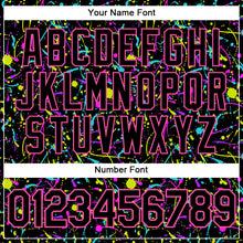 Load image into Gallery viewer, Custom Graffiti Pattern Black-Pink 3D Neon Splatter Authentic Baseball Jersey