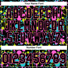 Load image into Gallery viewer, Custom Graffiti Pattern Black-Pink 3D Neon Splatter Authentic Baseball Jersey