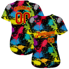 Load image into Gallery viewer, Custom Graffiti Pattern Red-Gold 3D Colorful Splattered Messy Art Ink Paintbrush Drawing Authentic Baseball Jersey