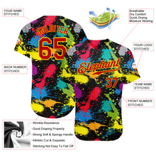 Load image into Gallery viewer, Custom Graffiti Pattern Red-Gold 3D Colorful Splattered Messy Art Ink Paintbrush Drawing Authentic Baseball Jersey