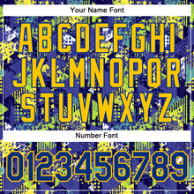 Load image into Gallery viewer, Custom Graffiti Pattern Royal-Gold 3D Creative Geometric Figures Triangle And Dots Authentic Baseball Jersey