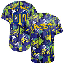Load image into Gallery viewer, Custom Graffiti Pattern Royal-Gold 3D Creative Geometric Figures Triangle And Dots Authentic Baseball Jersey