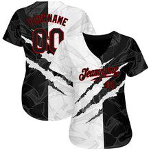Load image into Gallery viewer, Custom Graffiti Pattern Red-Black 3D Scratch Authentic Baseball Jersey