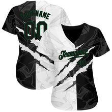 Load image into Gallery viewer, Custom Graffiti Pattern Black-Kelly Green 3D Scratch Authentic Baseball Jersey