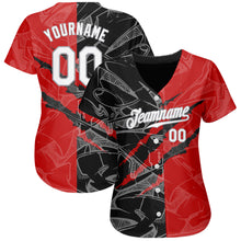 Load image into Gallery viewer, Custom Graffiti Pattern White Black-Gray 3D Scratch Authentic Baseball Jersey