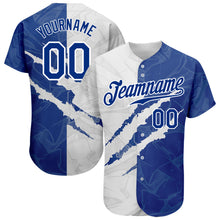 Load image into Gallery viewer, Custom Graffiti Pattern Royal-White 3D Scratch Authentic Baseball Jersey
