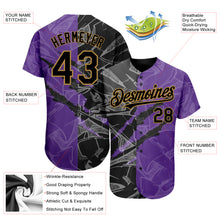 Load image into Gallery viewer, Custom Graffiti Pattern Black Purple-Old Gold 3D Scratch Authentic Baseball Jersey