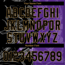 Load image into Gallery viewer, Custom Graffiti Pattern Black Purple-Old Gold 3D Scratch Authentic Baseball Jersey