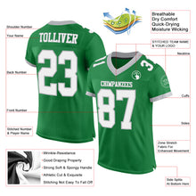 Load image into Gallery viewer, Custom Grass Green White-Gray Mesh Authentic Football Jersey