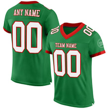 Load image into Gallery viewer, Custom Grass Green White-Red Mesh Authentic Football Jersey