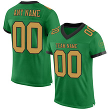 Load image into Gallery viewer, Custom Grass Green Old Gold-Black Mesh Authentic Football Jersey