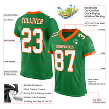 Load image into Gallery viewer, Custom Grass Green White-Orange Mesh Authentic Football Jersey