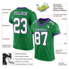 Load image into Gallery viewer, Custom Grass Green White-Purple Mesh Authentic Football Jersey