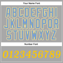 Load image into Gallery viewer, Custom Gray Gold-Light Blue Authentic Baseball Jersey