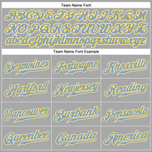 Load image into Gallery viewer, Custom Gray Gold-Light Blue Authentic Baseball Jersey