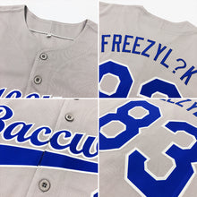 Load image into Gallery viewer, Custom Gray Gold-Light Blue Authentic Baseball Jersey