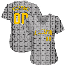 Load image into Gallery viewer, Custom Gray Gold-Black 3D Pattern Design Authentic Baseball Jersey