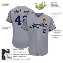 Load image into Gallery viewer, Custom Gray Navy-Vegas Gold Authentic Baseball Jersey